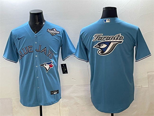 Men's Blue Toronto Blue Jays Team Big Logo 2025 World Series Home Cool Base Stitched Baseball Jersey